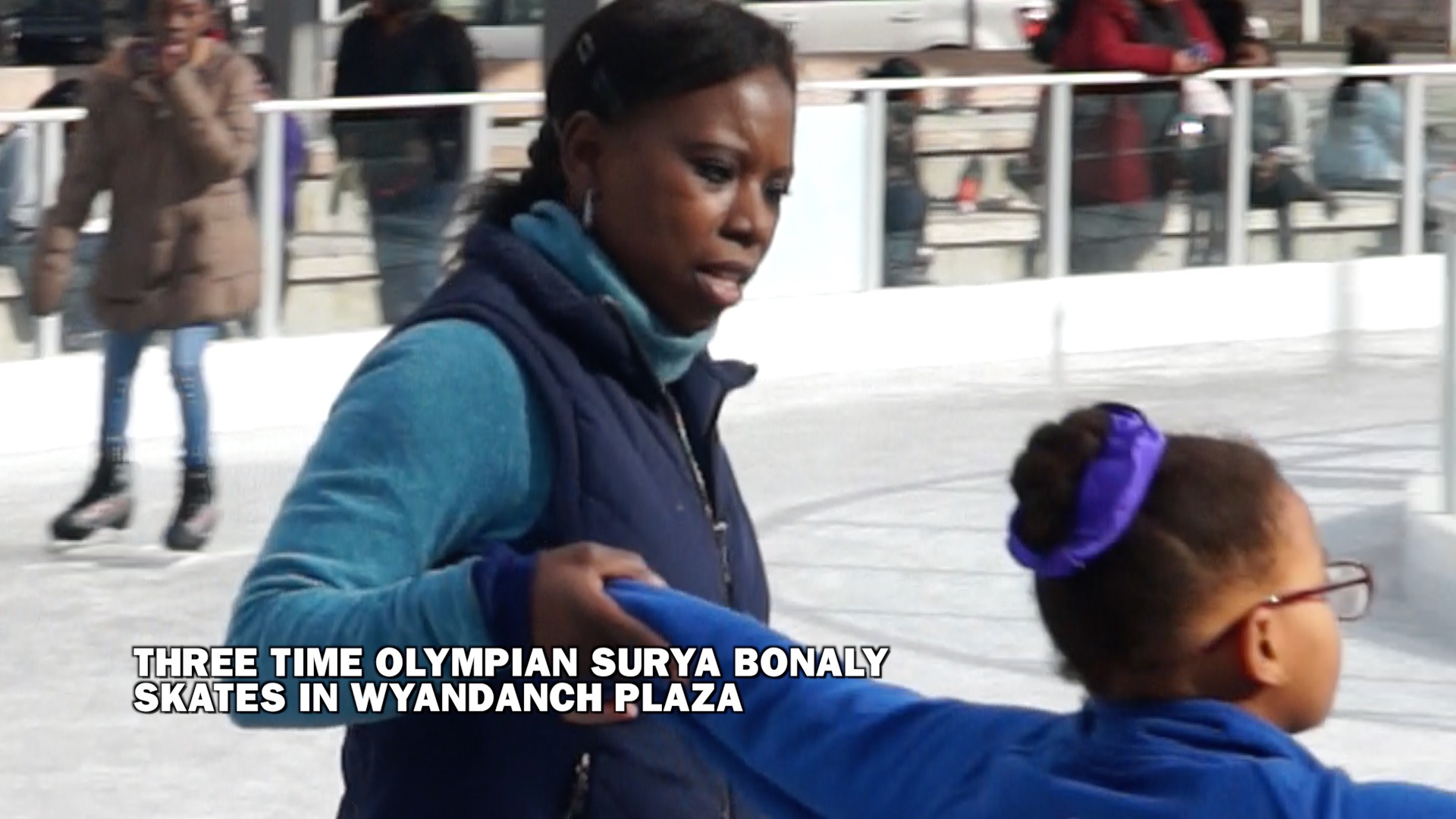 Three Time Olympian Surya Bonaly Ice Skates in Wyandanch Plaza